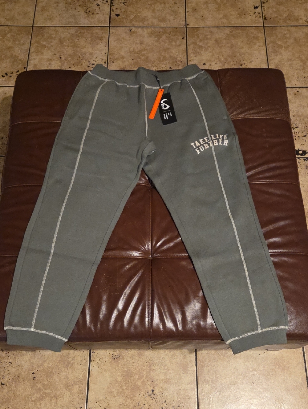 TLF Olive Green Sweatpants with Zipper Pockets